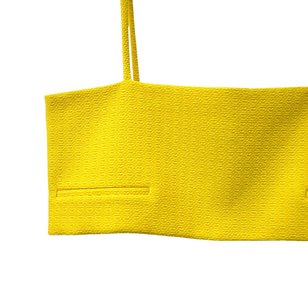 Alexis Square Neck Jacquard Sol Yellow Crop Top Size XL - Picture 3 of 5